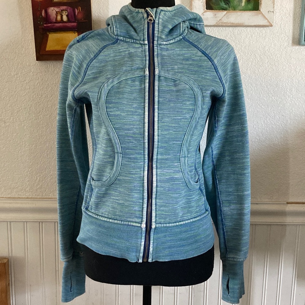 Lululemon Scuba Hoodie Light Blue/Green Heather Jacket Sz 4